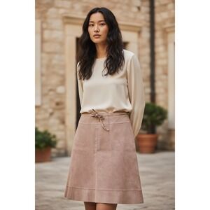 Abercrombie & Fitch Pink 100% Genuine Leather Skirt Y2K Minimalist Boho Size 10